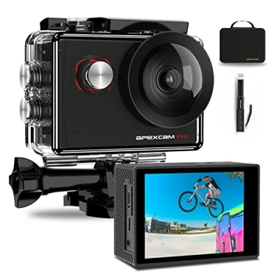 Bild av Apexcam Pro Action Cam 4K 20 MP sportkamera WiFi undervattenskamera 2,4 G fjärrkontroll vattentät 40 m 2,0 tum LCD skärm 170 vidvinkel med två 1 200 mAh batterier extern mikrofon