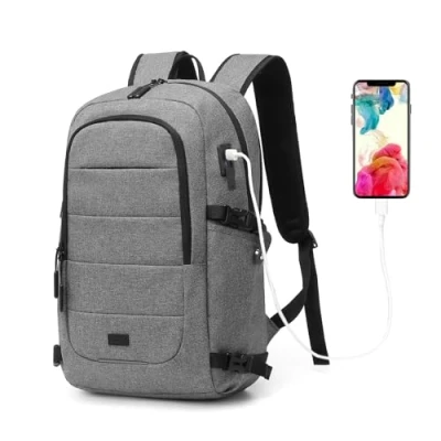 Bild av Kono Rese Laptop Ryggsäck Anti Stöld Affärsryggsäck, Vattenresistent Laptopryggsäck med USB Laddningsport, Lättvikts Casual Daypack för Män Kvinnor Passar 14/15.6 Tum