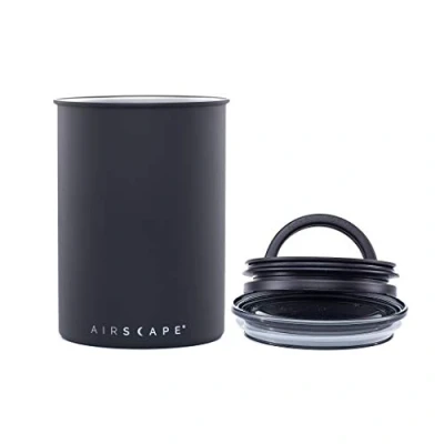 Bild av Airscape Kaffebehållare i rostfritt stål Matförvaringsbehållare Patenterat lufttätt behållarlock Tryck ut överflödig matförvaring luft och bevara maten friskhet (M, matt svart)