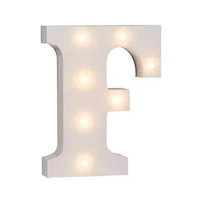 Bild av Out of the Blue 57/6079 träbokstav &quot;F&quot; upplyst med 7 LED lampor, batteridriven, ca 16 cm
