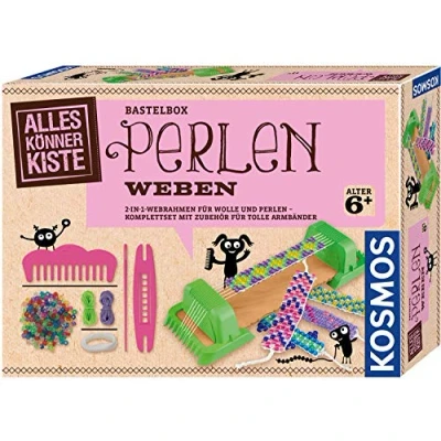 Bild av Kosmos 604387 AllesKönnerBox vävpärlor 2 i 1 vävram, pysselset, hantverk för flickor från 6 år, armband pyssel, vävning barn, pärlvävning