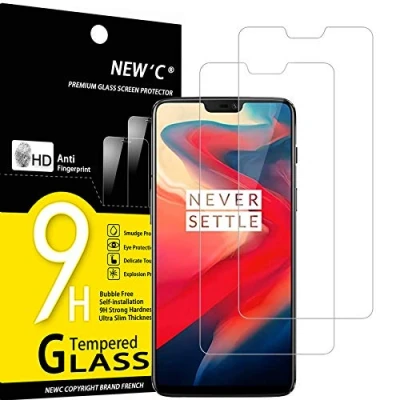 Bild av NEW&#039;C 2 Pack, skärmskydd i glas för OnePlus 6, bubbelfri, 9H hårdhet, 0,33 mm ultratransparent, ultrabeständigt härdat