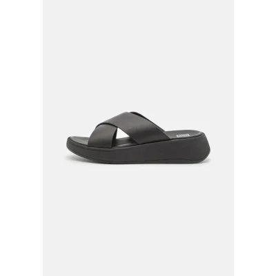 Bild av Fitflop Dam F Mode Läder Flatform Cross Slides Sandal, Helt svart, 4,5 UK, 37.5 EU
