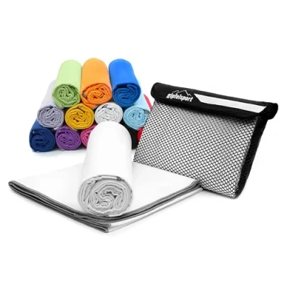 Bild av Mikrofiberhandduk set för bastu, fitness, sport I strandhandduk, sporthandduk vit L: 140 x 70