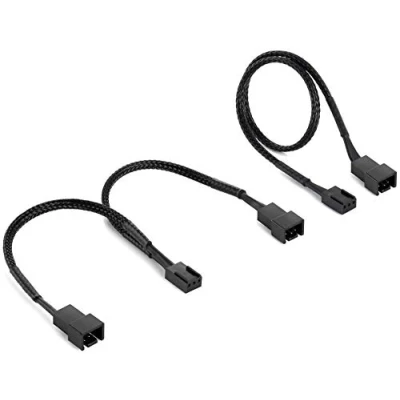 Bild av Poppstar 3 pin fläktkabel, fläktsplitter (15 cm Y kabel 1x uttag till 2x kontakt) + 30 PWM förlängningskabel för anslutning av processor och chassifläktar moderkort
