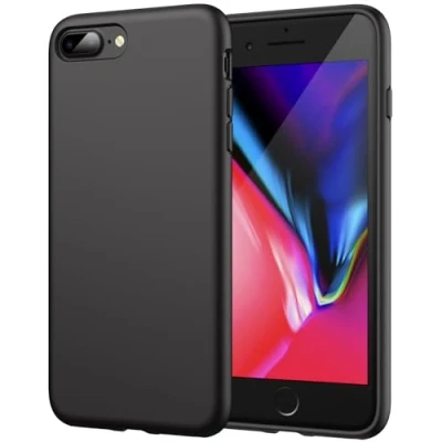 Bild av JETech Silikonskal för iPhone 8 Plus och 7 5,5 Tum, Silkes Mjuk Beröring Full Kropp Skyddande Telefon Case, Stötsäkert Cover med Mikrofiber Foder (Svart)