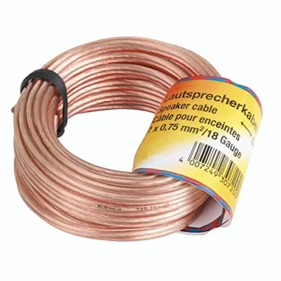 Bild av Hama högtalarkabel (kabel, 2 kärnor, x 0,75 mm, med klämma, skruvanslutning, 10 m) transparent