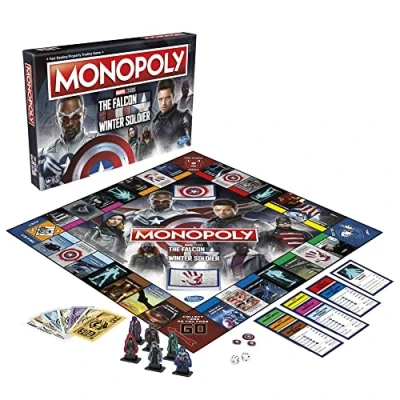 Bild av MONOPOLY: Marvel Studios&#039; The Falcon and Winter Soldier Edition Board Game for Fans, 2 6 Players Ages 14 Up