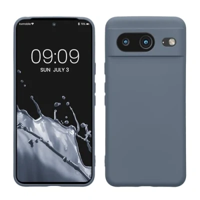 Bild av kwmobile fodral kompatibelt med Google Pixel 8 skyddande smalt TPU mjuk matt finish blå grå