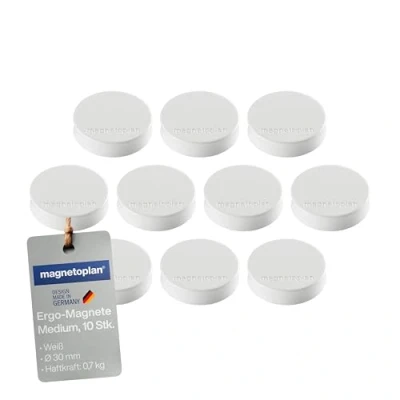 Bild av Ergo magneter, medium, diameter 30 mm x 8 mm, paket med 10 vita