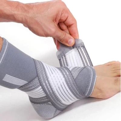 Bild av Neotech Care Fotledsstöd elastiskt och andningsaktivt material justerbart kompressionsband för män, kvinnor, ungdom vänster eller höger fot grå färg (Storlek L, 1 enhet)