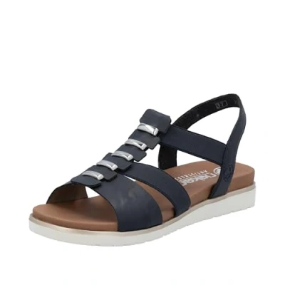 Bild av Rieker dam vår/sommar V5051 T klämmor sandaler, Blå passi 14, 37 EU