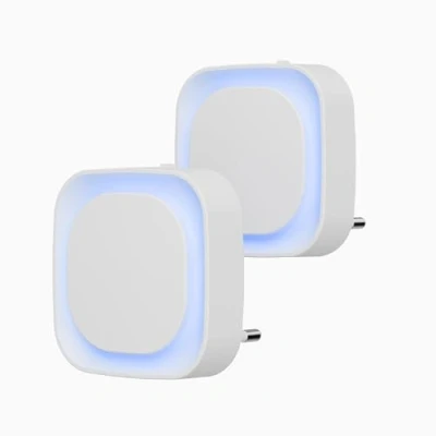 Bild av YUNLEX Nattljusuttag, [2 pack] babynattlampa med skymningssensor Automatisk på/av LED nattlampa, ljusstyrka justerbar i 3 nivåer, för baby, hall, badrum, kök, sovrum, toalettbelysning Azure