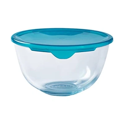 Bild av Pyrex Klassisk Ciotola di vetro ad alta resistenza con coperchio, Trasparente/Blu, 1 L