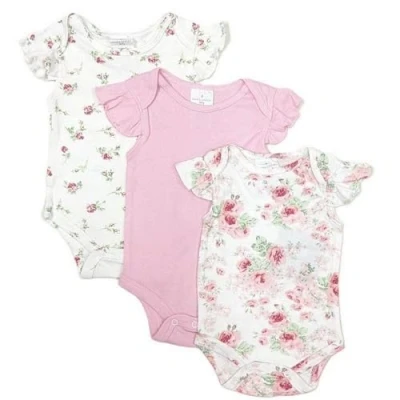 Bild av Laura Ashley flickor nyfödd baby 3 pack sparkdräkt väst bodysuits, shower 0 3, 6, 6 9 månader, Design 1, månader