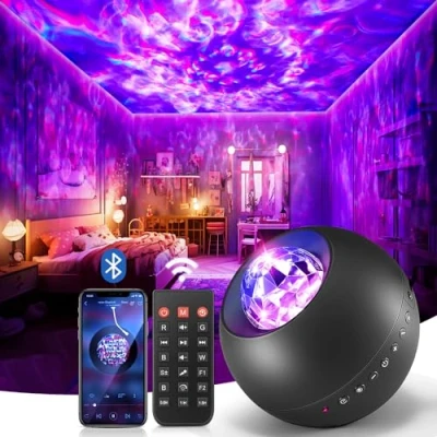 Bild av One Fire Galaxy projektor för sovrum, White Noise Light, fjärrstyrd Timer stjärnprojektor, Bluetooth Music Night Light barn Tonåring Vuxen inredning i sovrummet