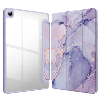 Bild av Fintie Hybridfodral för Samsung Galaxy Tab A9 Plus 11 tum 2023 stötsäkert skyddsfodral med transparent hårt skal på baksidan surfplatta SM X210/X216/X218, lila marmor