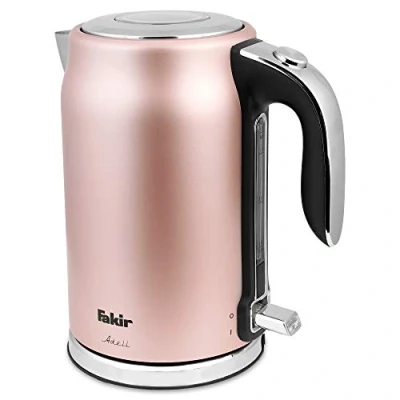 Bild av Fakir Adell vattenkokare i modern design av rostfritt stål 1,7 liter med kontrolldisplay 2 200 watt automatisk avstängning tyst och kompakt ros