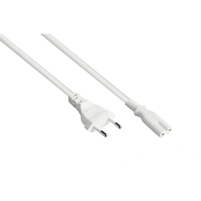 Bild av Good Connections euro nätkabel 7,5 m kontakt typ C (rak) till C7/Euro 8 uttag koppledare 0,75 mm² strömkabel för TV, konsol, radio, nätdel, rakapparat osv. vit