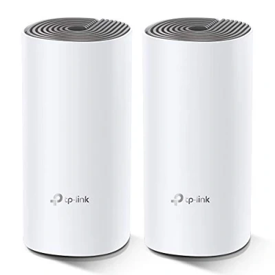 Bild av TP Link Deco E4 Mesh WLAN set (2 pack), AC1200 Dual Band Router &amp; Repeater (räckvidd upp till 260 m², perfekt för stora hus med flera enheter) Vit