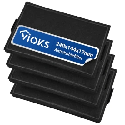 Bild av VIOKS kolfilter köksfläkt filter set 4 x ersättning för Miele 9231860 DKF 19 &amp; köksfläktfilter köksfläkt/köksfläkt filter/aktivt