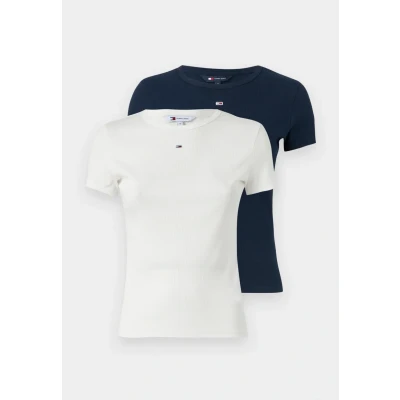 Bild av Tommy Jeans Essential 2 PACK Tshirt bas, Storlek: 36, Ecru/dark night navy