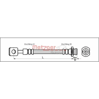 Bild av METZGER 4110602 Flexible De Frein 424 CHEVROLET: Matiz, DAEWOO: Matiz I 3/5 portes