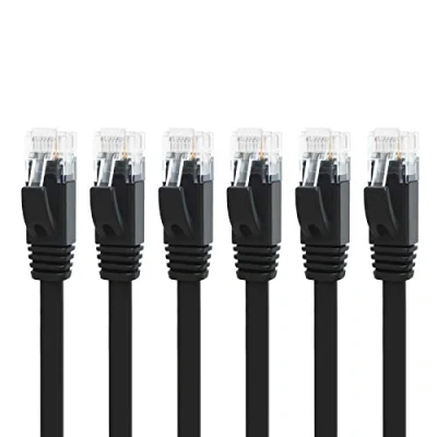 Bild av Yauhody Ethernet Kabel Cat 6 1.5m 6st, 1000Mbps Nätverkskabel Platt, Guldpläterad RJ45 kontakt, för PS5, PC, Modem, Router, Dator (Svart)