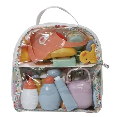 Bild av jc toys ryggsäck med 20 docktillbehör, lämplig för 38 cm dockor, perfekt förvaring och lek, rosa, +3 år