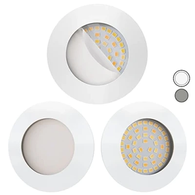 Bild av Scandinavian Home Set med 3 LED infällda spotlights dimbar WarmDim 230 V 5,8 W varmvit 60 mm 70 I badrum lämplig CRI 90 580 lm 3100 K 68 vitmatt frostat glas spot platt