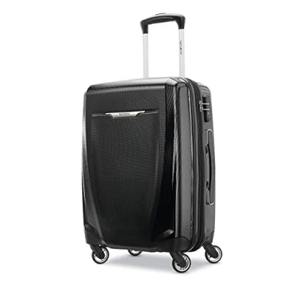 Bild av Samsonite Winfield 3 DLX hårt skal bagage med svängbara hjul, Svart, Carry On 20 Inch, expanderbart hjul