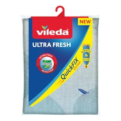Bild av Vileda Ultra Fresh strykbrädsöverdrag, antibakteriellt strykskydd mot bakterietillväxt, 110130 cm x 3045 cm, grå/blå