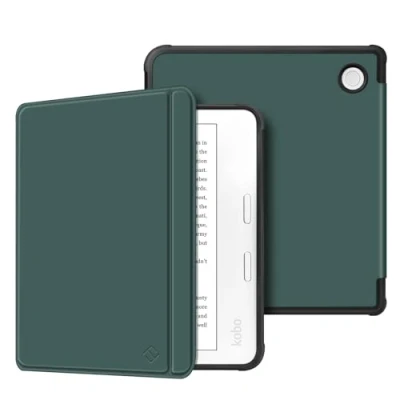 Bild av Fintie Fodral för Tolino Vision Color (2024)/Kobo Libra (2024) 7 tum eReader superlätt mjuk TPU baksida skydd skyddsfodral med automatisk sömn/väckning och magnetisk stängning, nattgrön