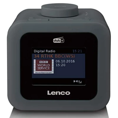 Bild av Lenco CR 620 DAB+ klockradio radioväckarklocka med 3 tums TFT färgskärm PLL FM 40 stationsminne för och larm snooze funktion 2 watt RMS 3,5 mm grå, 620GY, 90 x 98 110
