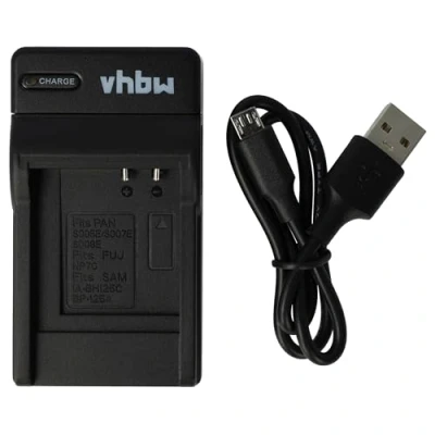 Bild av vhbw USB laddare kompatibel med Panasonic Lumix DMC FS20, FS3, FS5, FX01, FX07, FX10, FX100, FX12 camcorder/batteri laddningsdocka, laddningsdisplay