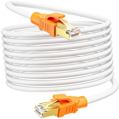 Bild av Ethernet Cable 10m Cat 8, Vit Nätverkskabel Extremt Långa Patchkabel Rj45 Hög Hastighet Skyddad Internetkabel S/FTP 40Gbps 2000MHz Lan Kabel 10 Meter