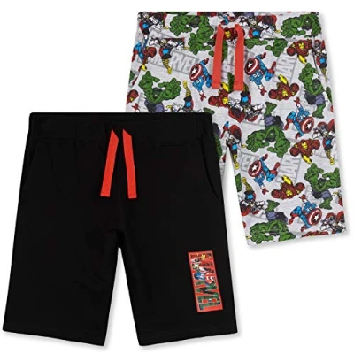 Bild av Marvel pojkar shorts, sportshorts med Iron Man Captain America Hulk och Thor, avslappnad sommarjoggare, gåvor till tonåringar, 7 8 år, Svart