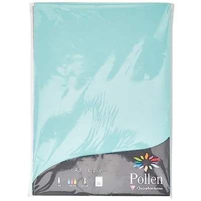 Bild av Clairefontaine Ref 4233C pollenfärgat papper (paket med 50 ark) A4 (210 x 297 mm), 120 gsm papper, bläckstråleskrivare och laserskrivarkompatibel, syrafri jadegrön