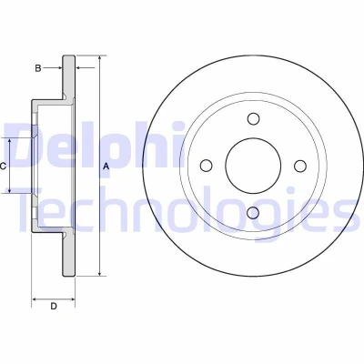 Bild av DELPHI BG2683 Disque de frein 234 12 4 plein huilé non traité sans roulement roue, bague ABS NISSAN: MICRA 2
