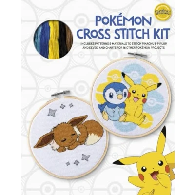 Bild av PokéMon Cross Stitch Kit: Includes Patterns and Materials to Pikachu &amp; Piplup, Evee, Charts for 16 Other Projects