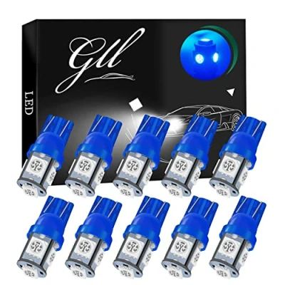 Bild av GrandView GLL 10st T10 501 LED lampor 24V W5W 194 168 2825 Wedge Lampe med 5050 5 SMD 60 Lumen (Blå)