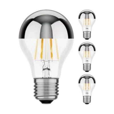 Bild av ledscom.de 4 st E27 LED lampa, A60, varmvit (2700 K), 6 W, 667lm, backspegel (silver)