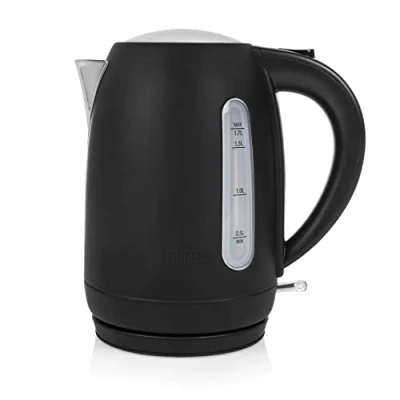 Bild av Princess Black Steel Vattenkokare, 1.7 Liter Kapacitet, 2 200 Watt, Kan Roteras 360 Nivåindikator, Filterskärm, Dolt Värmeelement, 236032
