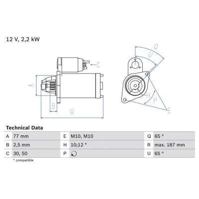 Bild av Startmotor BOSCH 0 986 022 720
