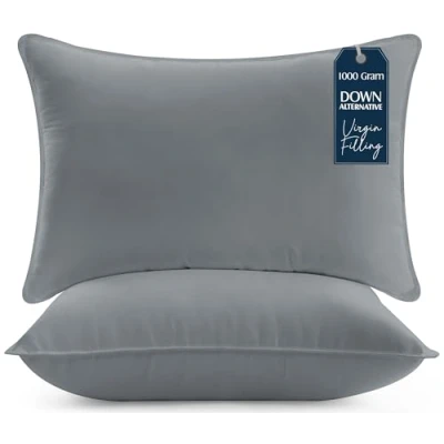 Bild av Utopia Bedding Kuddar (Set med 2), 50 x 70 cm Sängkuddar, Lyxiga Plyschsovkuddar för Rygg, Mage och Sidosovare (Grå)