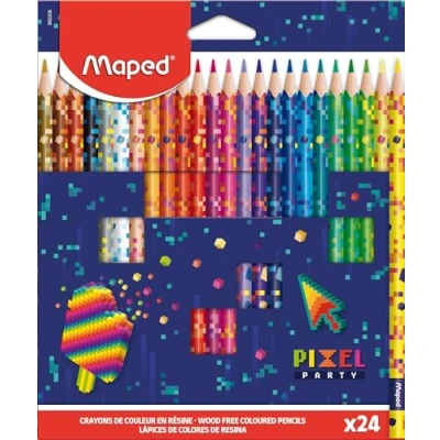 Bild av Maped Pixel Party Färgpennor i harts för barn Resistent blyerts Ergonomisk triangelform