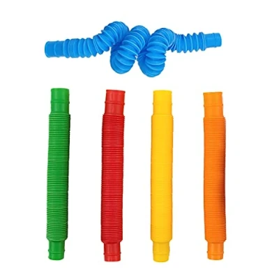 Bild av Zayin Mini Pop Tubes Fidget sensoriska leksaker, självlysande poptub flerfärgad stretchrör pedagogisk barnleksak intressanta elastiska verktyg för stress och ångestlindring (färgglada 5 st)