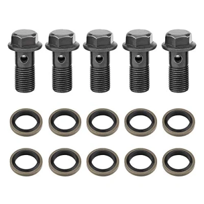 Bild av Hålskruv 5 stycken motorcykel broms hålskruvar och hålskivor för bromssadel huvudbromscylinder M10 x 1,25/M10 1,0 mm (2 tillval) M10x1mm standard