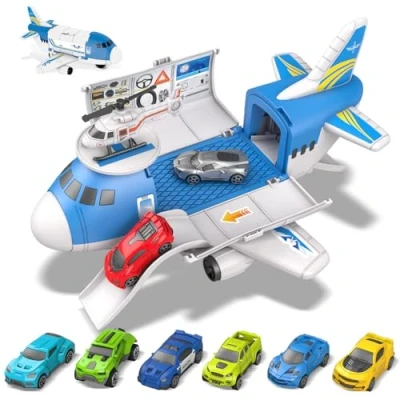 Bild av kramow Barnleksaker från 3 år, billeksaker 2 fordon leksaksset, flygplan, leksak, småbarn, leksaker, presenter