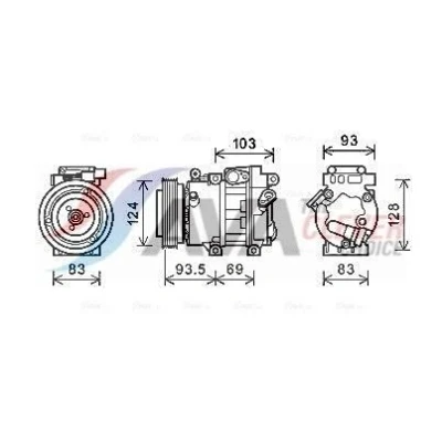 Bild av AVA COOLING SYSTEMS HYAK238 Kompressor VS18 12V R134a med PAG kompressorolja, magnetkoppling, utan diod HYUNDAI: i30 I Hatchback